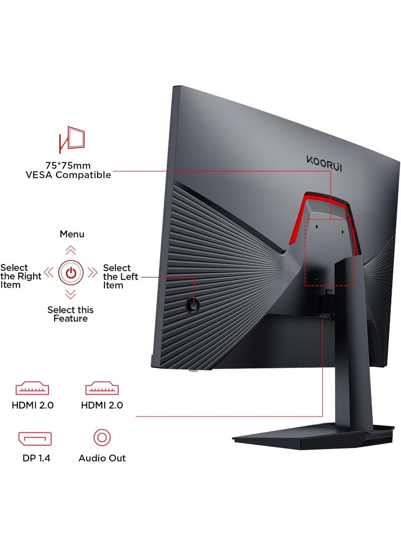KOORUI 24 Inch  Full HD Gaming Monitor, 200 Hz, 89% DCI-P3, MPRT 1ms, HDR 400 (1920 x 1080) Display, AMD FreeSync Premium Gaming UI - G2411P - Image 4