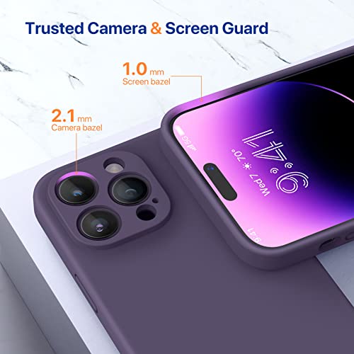 Miracase Designed for iPhone 14 Pro Max Phone Case with Screen Protector,[Upgraded Enhanced Camera Protection],Shockproof Liquid Silicone Case with Microfiber Lining,6.7 inch, Dark Purple - Image 5