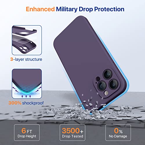 Miracase Designed for iPhone 14 Pro Max Phone Case with Screen Protector,[Upgraded Enhanced Camera Protection],Shockproof Liquid Silicone Case with Microfiber Lining,6.7 inch, Dark Purple - Image 4