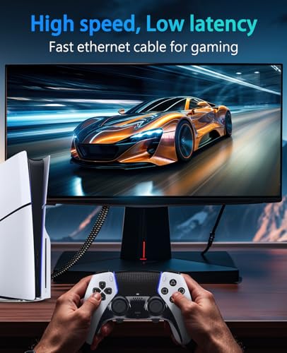 ARISKEEN Cat 8 Ethernet Cable 25 FT, Nylon Braided High Speed Cat8 Network LAN Patch Cord, 40Gbps 2000Mhz Shielded RJ45 Flat Internet Cable (Black) - Image 3
