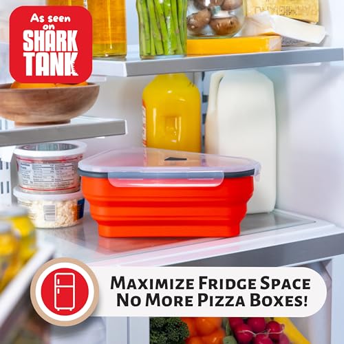 PIZZA PACK The Perfect Pizza Pack™ - Reusable Pizza Storage Container with 5 Microwavable Serving Trays - BPA-Free Adjustable Pizza Slice Container to Organize & Save Space, Red - Image 3