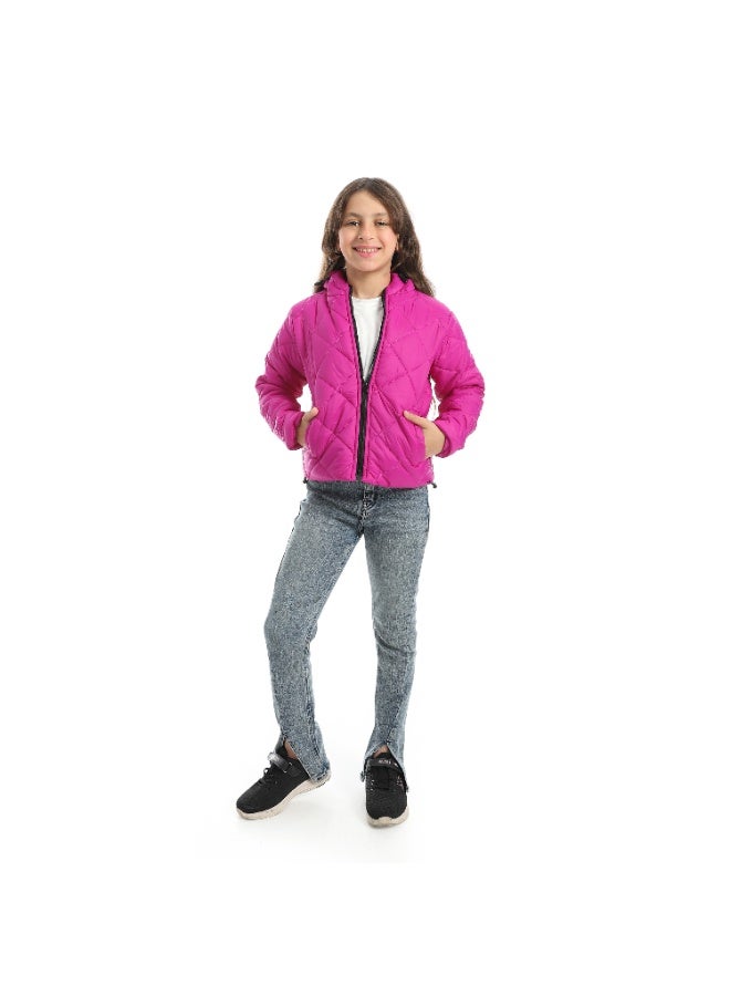 Andora Full Zipper Closure Hooded Pump Jacket - Pink - Image 5