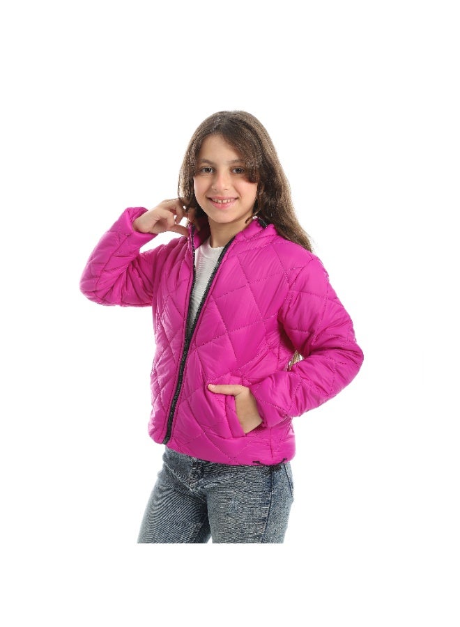 Andora Full Zipper Closure Hooded Pump Jacket - Pink - Image 4