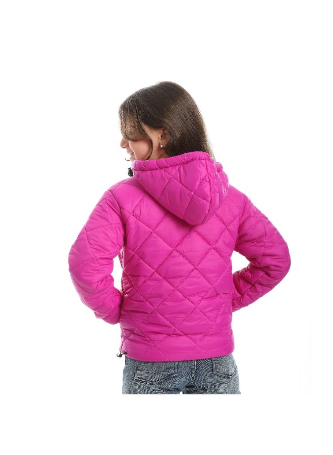 Andora Full Zipper Closure Hooded Pump Jacket - Pink - Image 2