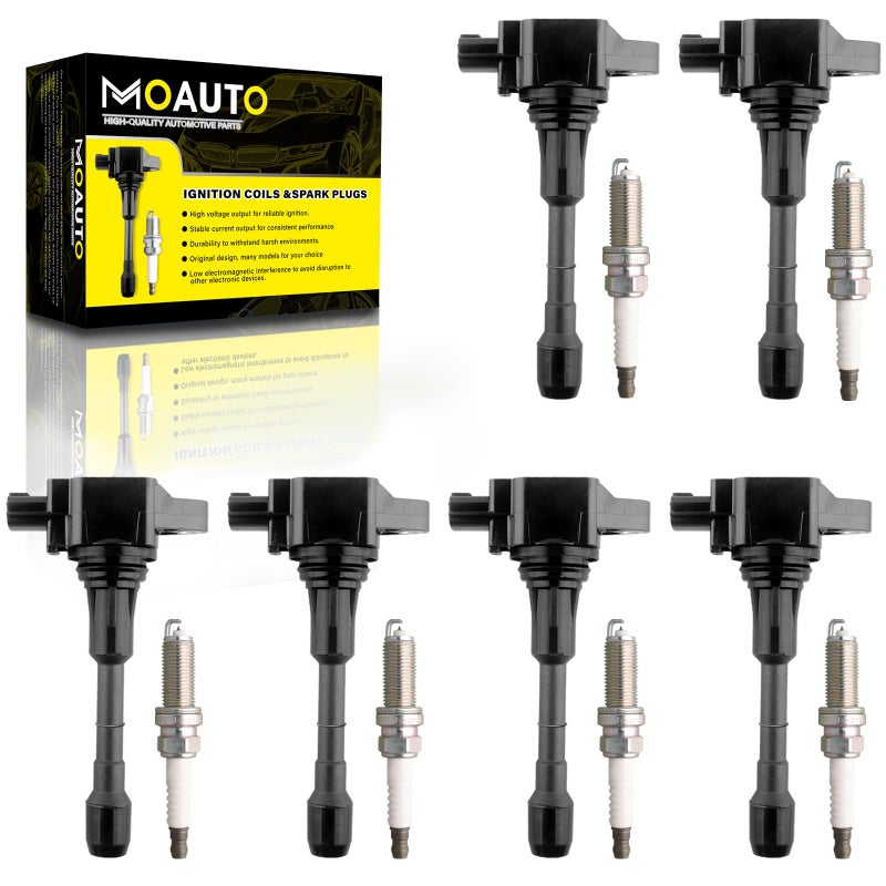 MOAUTO Set of 6 Ignition Coils Pack UF550 22448JA10C 6 PCS Iridium Spark Plugs Compatible with 20072017 Nissan Infiniti Maxima Quest Pathfinder Murano Altima Q50 QX60 FX35