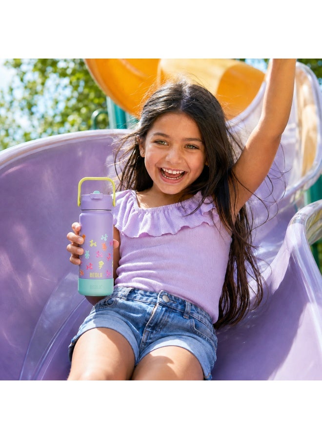 BEOLA 550ml Kids Water Bottle 18/8 Stainless Steel Double Wall Insulated thermo Bottle with Straw Lid and Wide Mouth, Hot Cold Liquids Sports School Bottle (19oz, Balloon Party) - Image 5