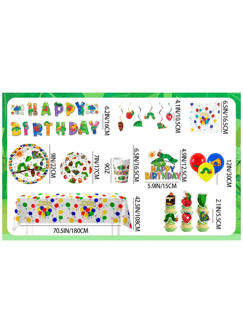 FRUITFUL PARTY - The Very Hungry Caterpillar Party Decorations for 10 Guests, Hungry Caterpillar Birthday Disposable Tableware Set - Image 1