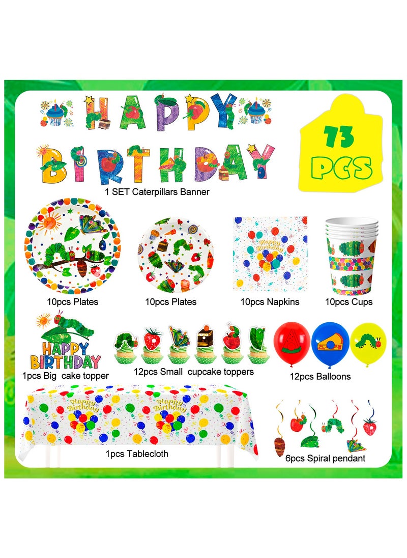 FRUITFUL PARTY - The Very Hungry Caterpillar Party Decorations for 10 Guests, Hungry Caterpillar Birthday Disposable Tableware Set - Image 1