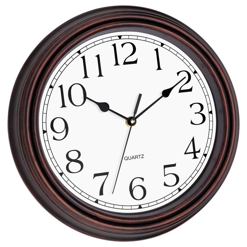 Foxtop 12 Inch Wall Clocks Battery Operated Silent Non-Ticking Classic Vintage Retro Wall Clock Decorative for Office Living Room Kitchen Home (Bronze) - Image 2