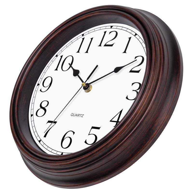 Foxtop 12 Inch Wall Clocks Battery Operated Silent Non-Ticking Classic Vintage Retro Wall Clock Decorative for Office Living Room Kitchen Home (Bronze) - Image 3