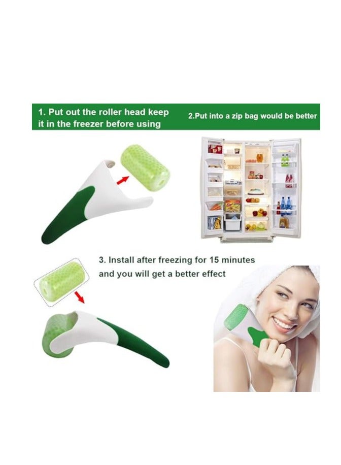 FA FIGHTART 4 in 1 Jade Roller Gua Sha Set Frozen Ice Roller Cooling Eye Facial Face Massager - Image 2