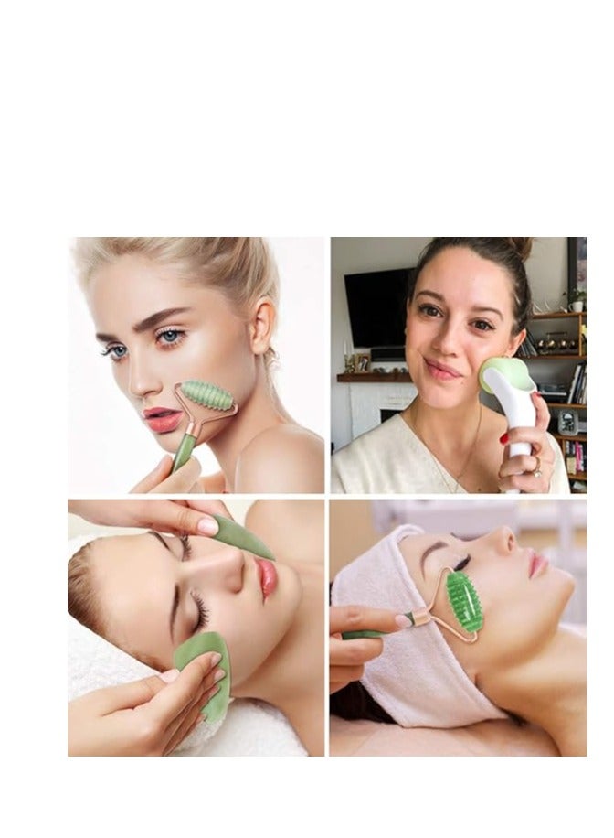 FA FIGHTART 4 in 1 Jade Roller Gua Sha Set Frozen Ice Roller Cooling Eye Facial Face Massager - Image 1