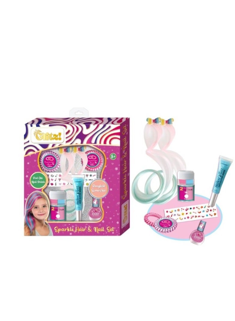 Glitz Sparkle Decorating Hair Set W/ Nail Playing