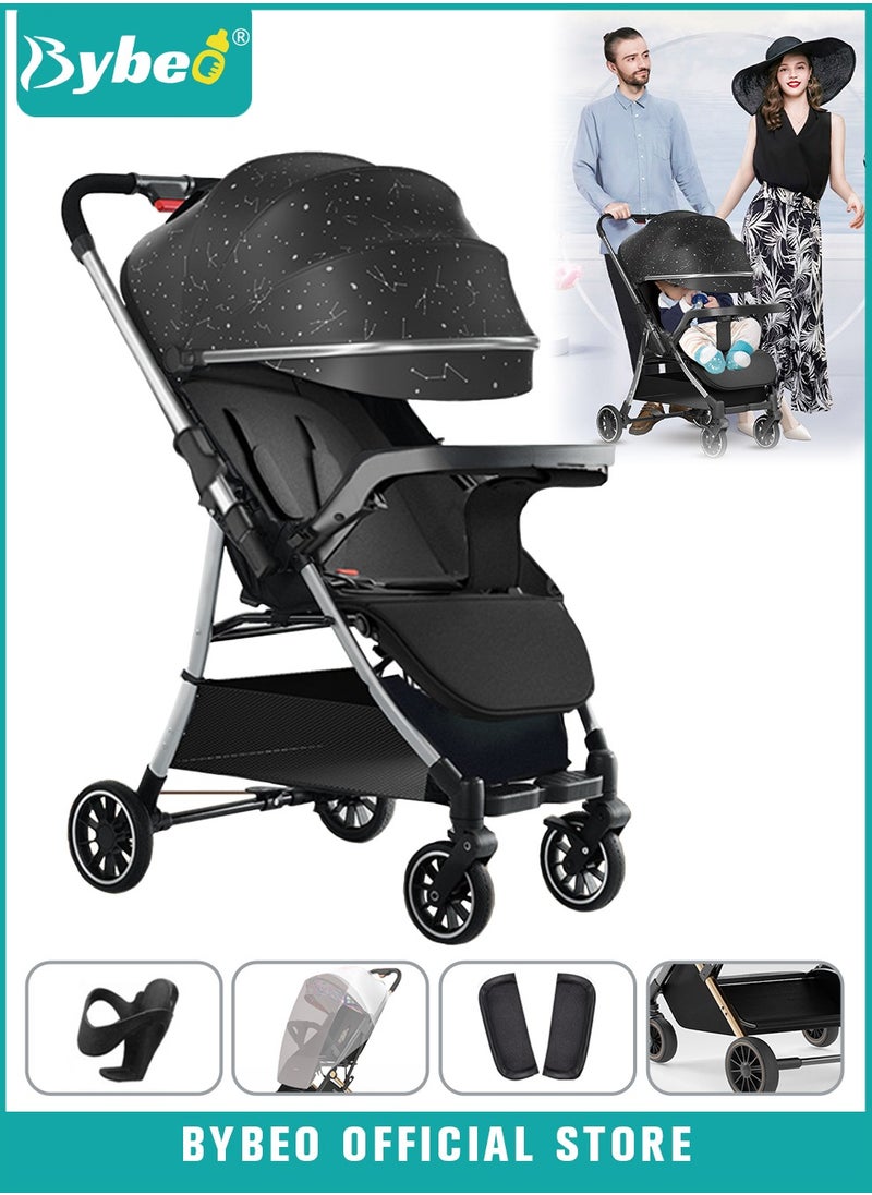 Generic - Lightweight Baby Stroller, Shock Absorption Travel Cabin, One-Hand Folding Babies Strollers for Newborn, Infant, Kids with Dinner Plate, Mat and Mosquito Net, High Landscape, 175-Degree Adjustable - Image 1