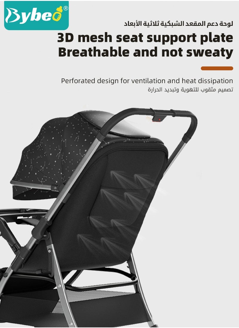 Generic - Lightweight Baby Stroller, Shock Absorption Travel Cabin, One-Hand Folding Babies Strollers for Newborn, Infant, Kids with Dinner Plate, Mat and Mosquito Net, High Landscape, 175-Degree Adjustable - Image 1
