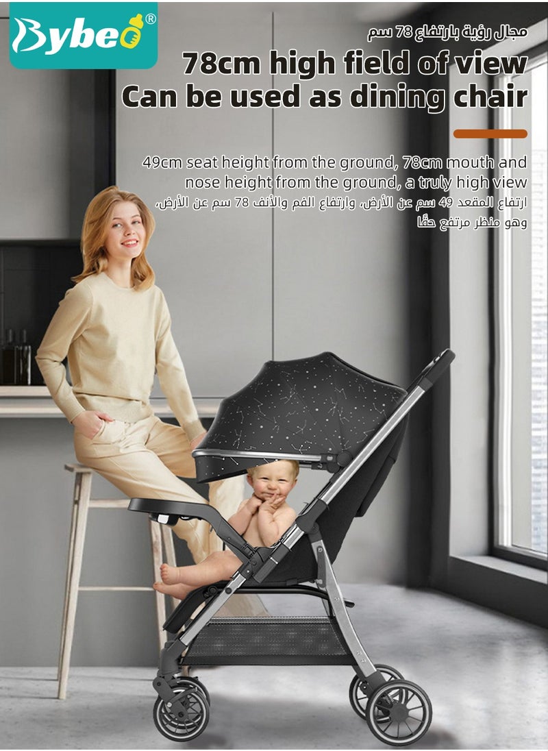 Generic - Lightweight Baby Stroller, Shock Absorption Travel Cabin, One-Hand Folding Babies Strollers for Newborn, Infant, Kids with Dinner Plate, Mat and Mosquito Net, High Landscape, 175-Degree Adjustable - Image 1