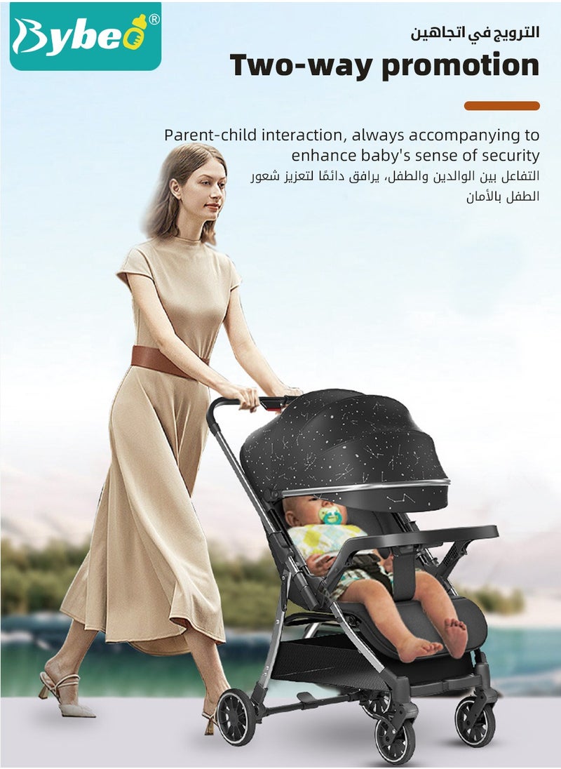 Generic - Lightweight Baby Stroller, Shock Absorption Travel Cabin, One-Hand Folding Babies Strollers for Newborn, Infant, Kids with Dinner Plate, Mat and Mosquito Net, High Landscape, 175-Degree Adjustable - Image 1