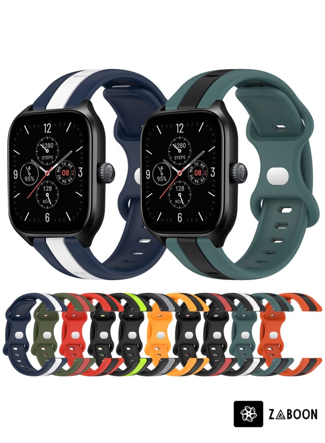 Zaboon Amazfit GTS 4 20mm Butterfly Buckle Two-Color Silicone Watch Band - Image 3