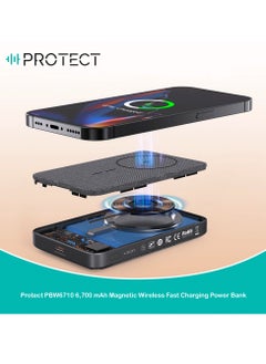 Protect PROTECT PBW6710 6,700mAh Magnetic Wireless Fast Charging Power Bank - Grey | Model: PBW6710  - Image 2