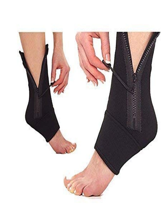 TUZECH Neoprene Ankle Zip Up Compression For Reducing Swelling & Supporting Ankle Weakness-Black Color (Pack Of 1) - Image 3