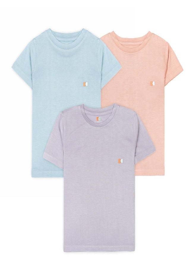 Kolorkode Tshirt for Boys & Girls Regular Fit Half Sleeve Round Neck Organic Cotton Unisex T-Shirt for Kids T-Shirt Pack of 3 - Image 1