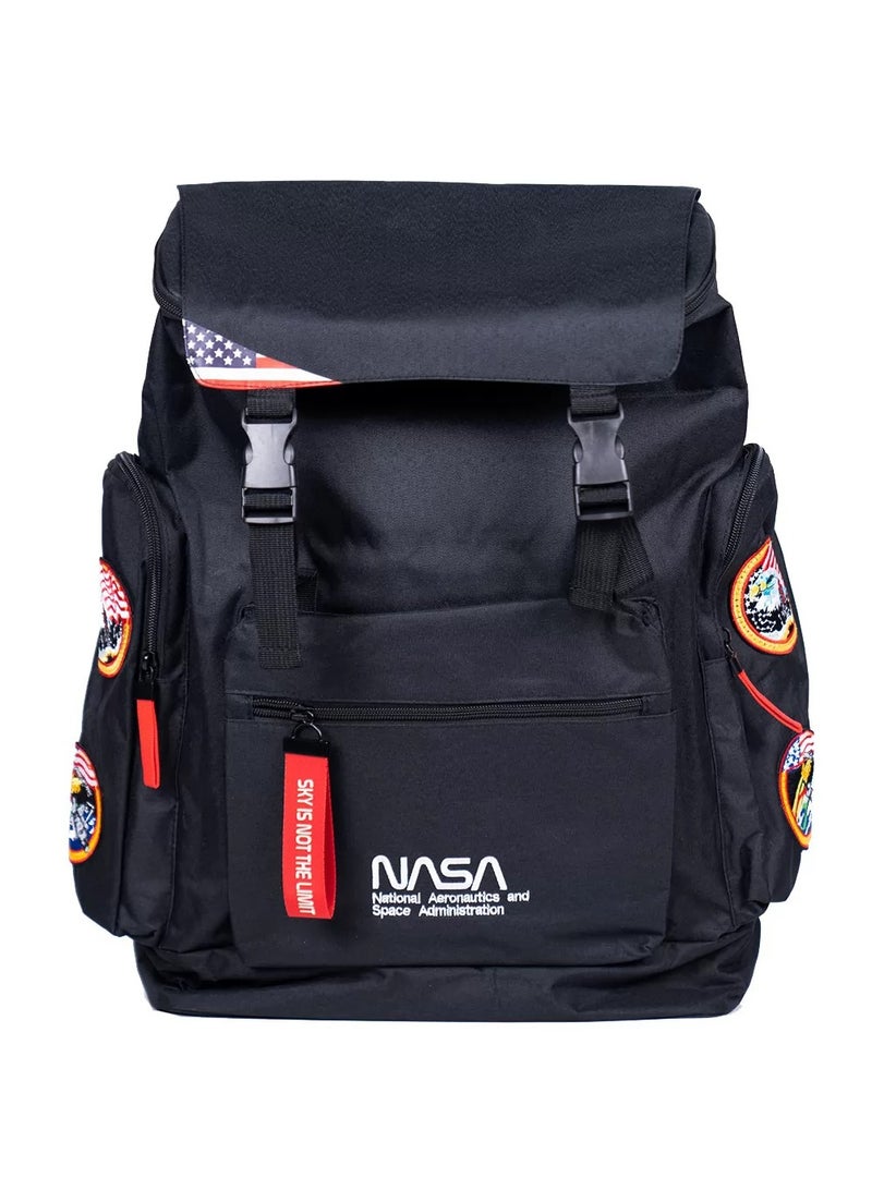 ناسا حقيبة ظهر قماشية للكمبيوتر المحمول / منفذ شحن USB / غلاف عربة ملائم للسفر / خامة 300D - أسود - Image 1