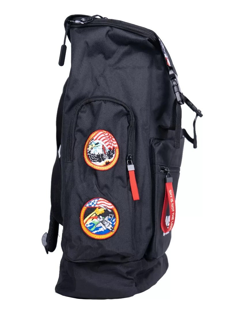 ناسا حقيبة ظهر قماشية للكمبيوتر المحمول / منفذ شحن USB / غلاف عربة ملائم للسفر / خامة 300D - أسود - Image 2