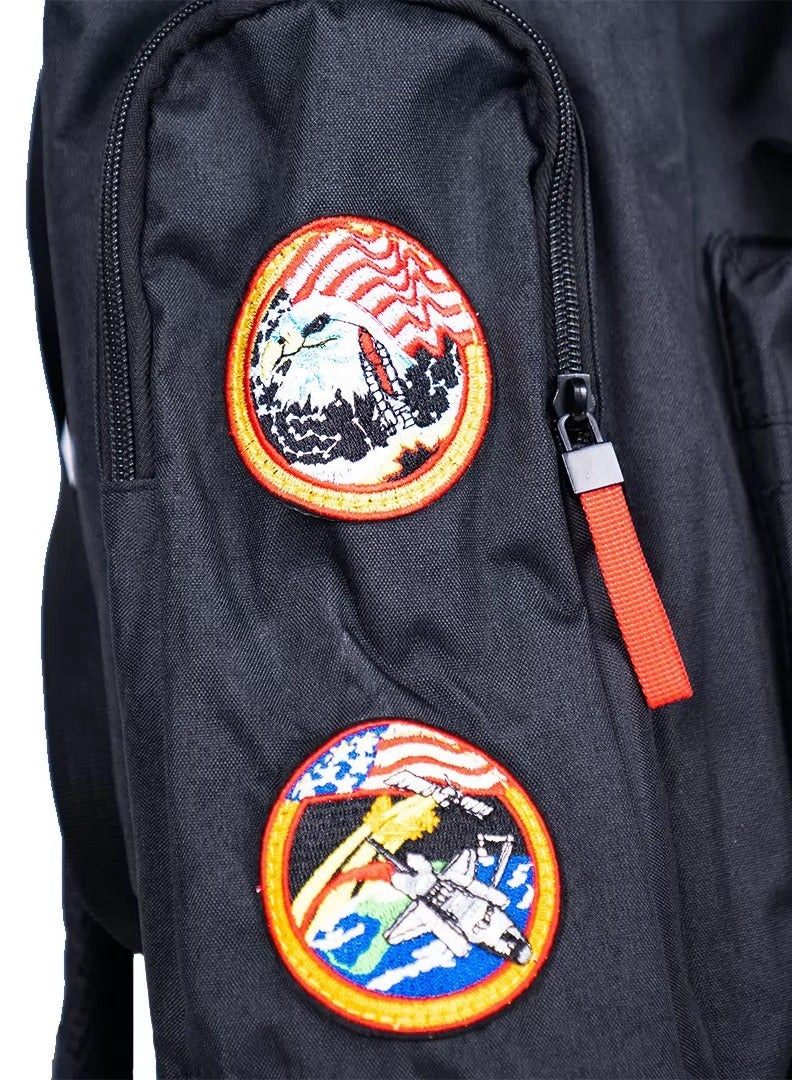 ناسا حقيبة ظهر قماشية للكمبيوتر المحمول / منفذ شحن USB / غلاف عربة ملائم للسفر / خامة 300D - أسود - Image 4