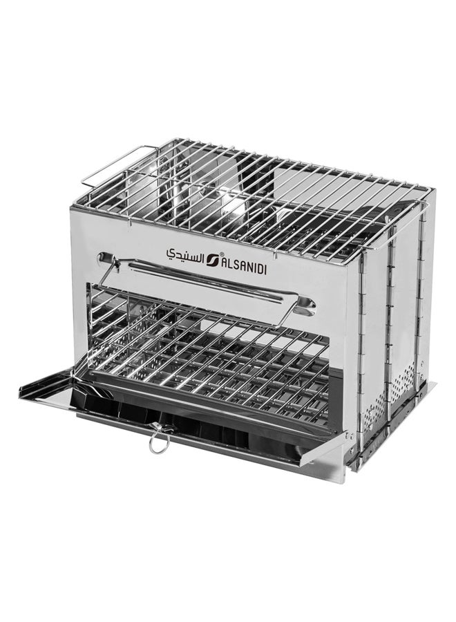 AL SANIDI موقد فحم، موقد فحم، فضي، الحجم 35*25*27 سم - Image 1