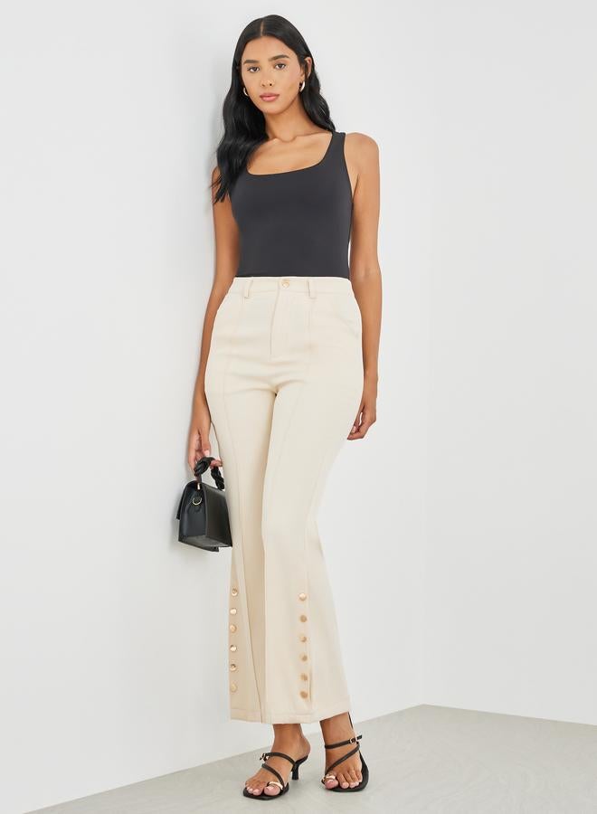 تايك تو بنطلون بقصة ضيقة بأزرار مزدوجة وجيوب - Image 1