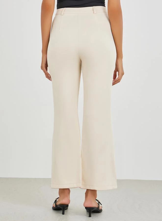 Take Two Take Two Solid Button Detail Slim Fit Pants with Pockets