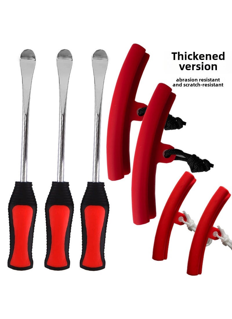 Generic Automotive Tire Lever Pry Bar Flat Tool Kit 7-piece set of Crowbar (2 protective sleeves + with 2 thick wear-resistant protective sleeves) (cloth bag packaging)