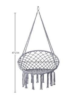 Arabest Hammock Chair, Hanging Swing with Macrame, Max 330 Lbs, Beige Hanging Cotton Rope Chair for Indoor, Outdoor, Bedroom, Patio, Yard, Deck, Garden and Porch, Grey  - Image 2