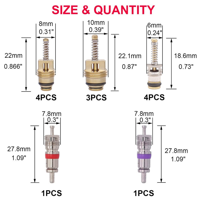 TWTADE 102PCS Air Conditioner Valve Core Accessories with Remover Tool Assortment Kit R12 R134a Refrigeration Tire Valve Stem Cores Repair Kit CA-H-020 - Image 2