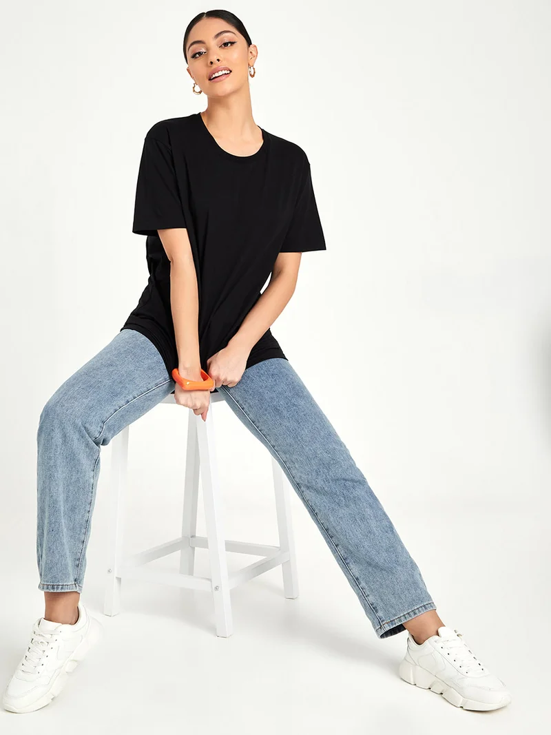 Styli Short Sleeves Oversized T-shirt with Back Graphic Print