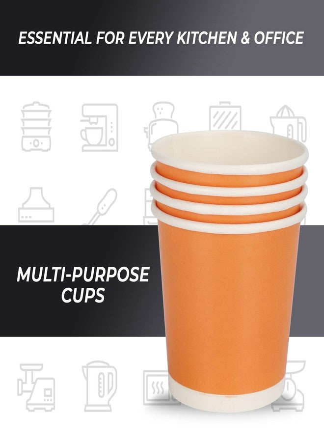 e kysa basics Paper Disposable Tea/Coffee Cups, Set of 50 pcs, 200 ml - Orange - Image 4