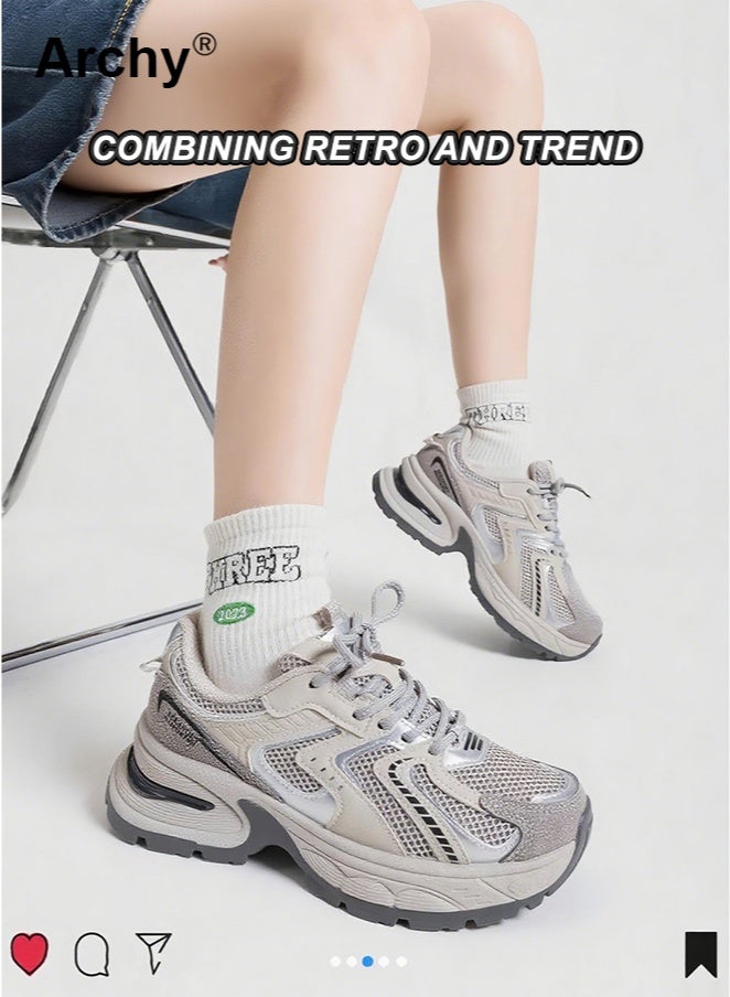 Archy Sneakers Shoes Women Summer New Thick-Soled Sports Shoes For Women Women's Sneakers Comfortable And Fashionable Running Shoes Height Increasing Casual Sneakers Women Outdoor Shoes Ladies Shoes Breathable Mesh City Sneaker Series - Image 2