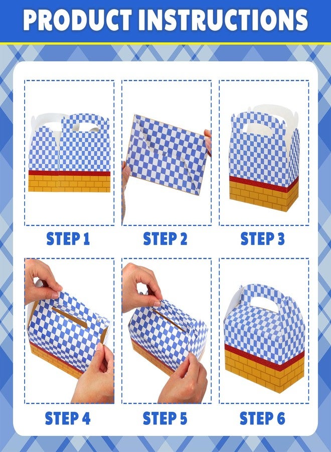 Fuyoooo 24 Pcs Wizard Party Favor Decorations Yellow Brick Blue Gingham Candy Treat Boxes Witch oz Goodies Gable Box with Handles for Witch Princess oz Halloween Birthday Party Supplies - Image 3