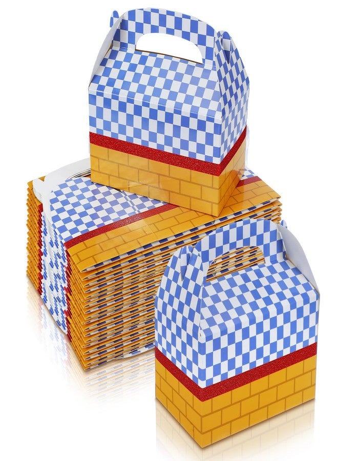 Fuyoooo 24 Pcs Wizard Party Favor Decorations Yellow Brick Blue Gingham Candy Treat Boxes Witch oz Goodies Gable Box with Handles for Witch Princess oz Halloween Birthday Party Supplies - Image 1