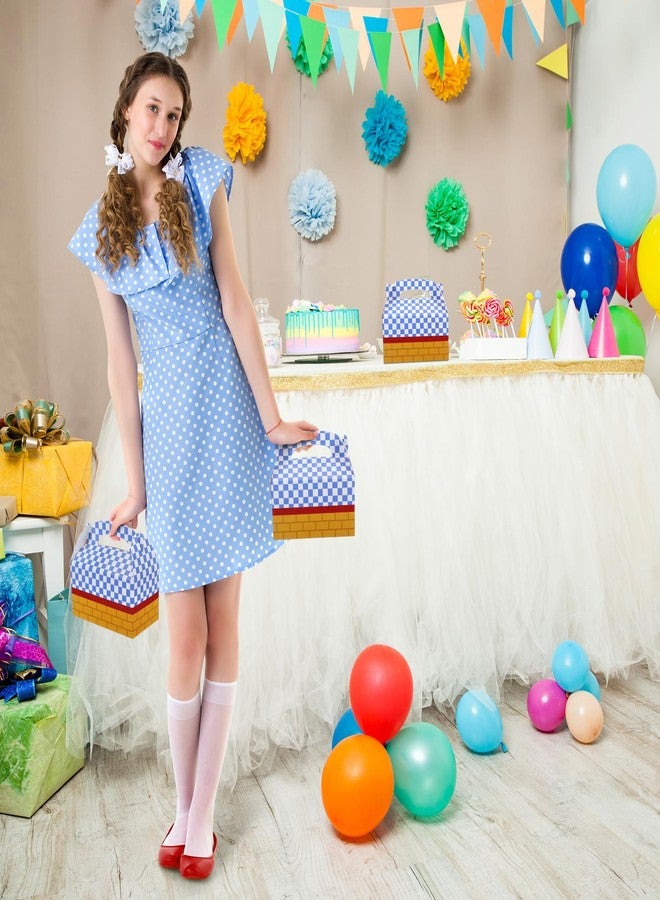 Fuyoooo 24 Pcs Wizard Party Favor Decorations Yellow Brick Blue Gingham Candy Treat Boxes Witch oz Goodies Gable Box with Handles for Witch Princess oz Halloween Birthday Party Supplies - Image 4