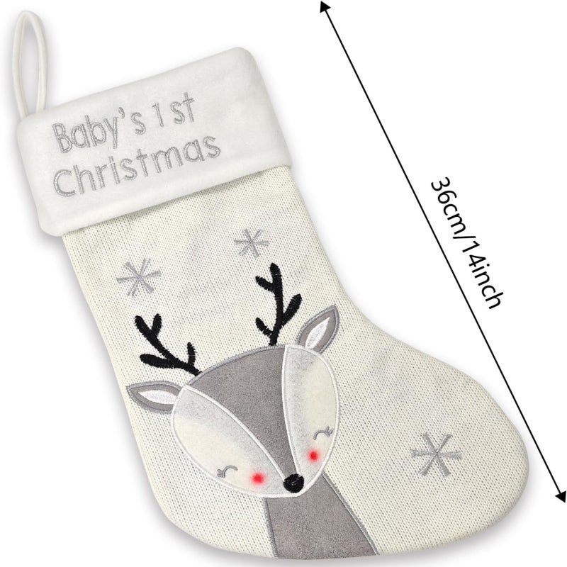 Baby's first Christmas stocking, double-sided wool commemorative ornament, Christmas tree window fireplace ornament ornament - Image 3