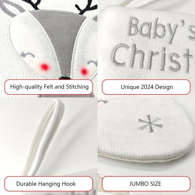 Baby's first Christmas stocking, double-sided wool commemorative ornament, Christmas tree window fireplace ornament ornament - Image 4