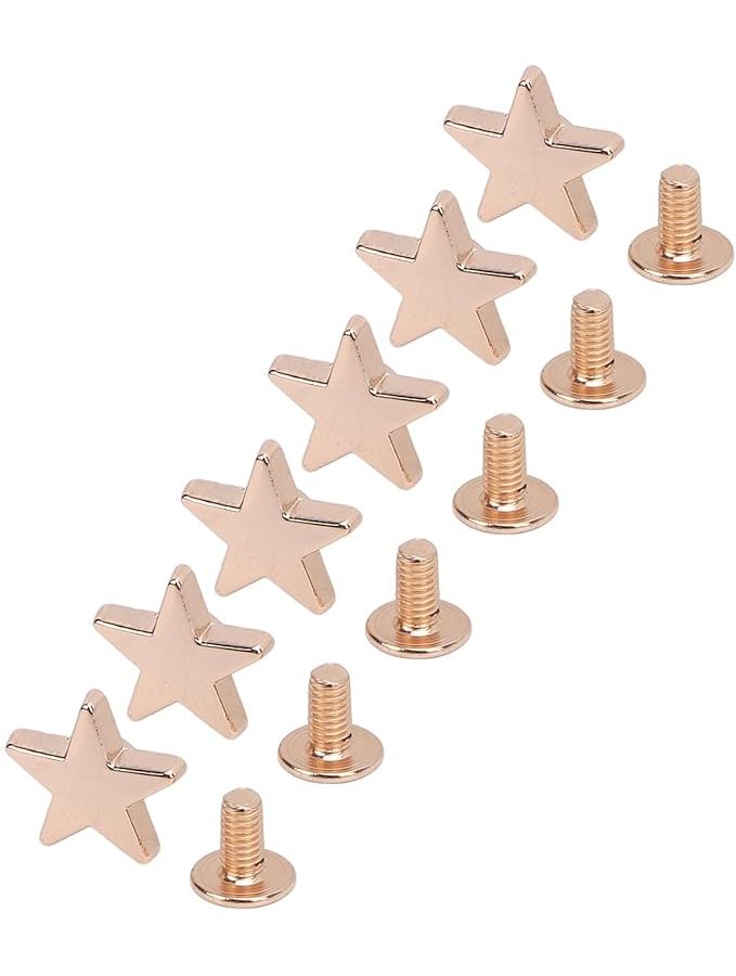 Gold Star Shape Rivets Kit 50 Sets 12mm Leather Studs With 7mm Crossed Screws For Craft Clothing Bags Jackets - Image 1