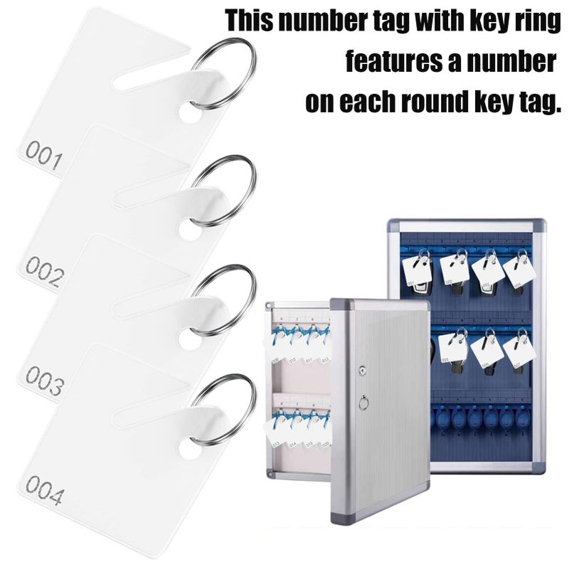 TOTDTDA 100 Pcs Key Tags Plastic Slotted Tags with Upgrade Round Ring, White Square Hanging Tags with Number(1-100) for Key Cabinets Boxes Lockers Sturdy Frosted Item Identifiers for Home Office and Garage - Image 3