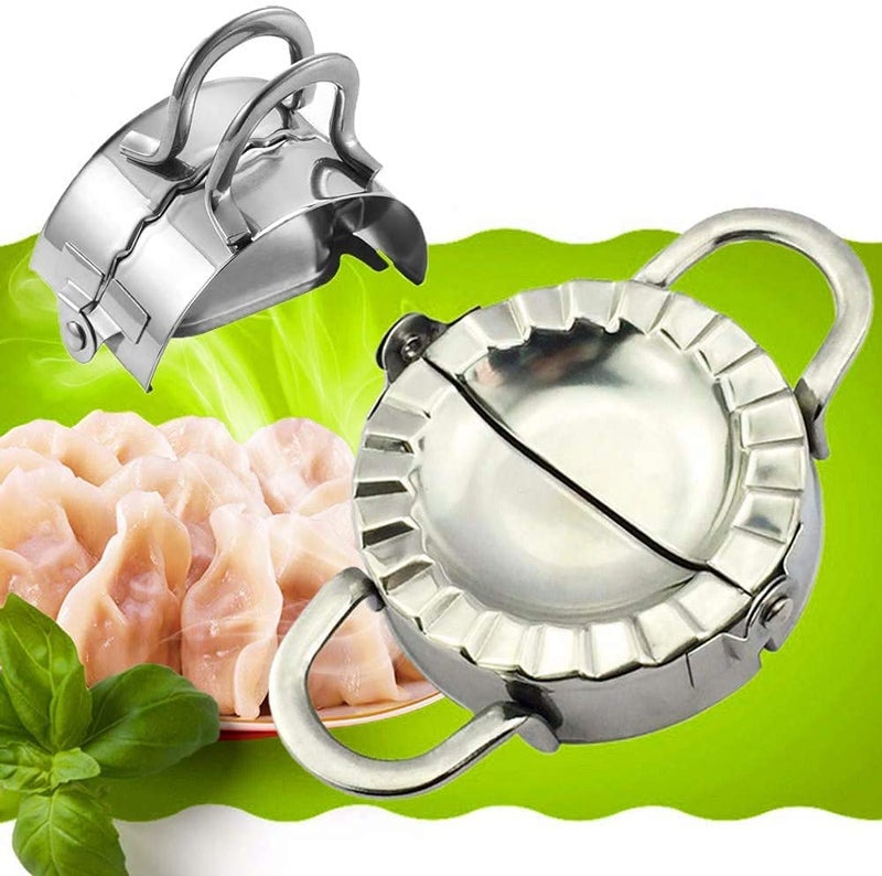 McMus McMus Stainless Steel Dumpling Momos Ghughra Samosa karanji Gujiya Maker Dough Press Mould Wrapper Dough Cutter for Kitchen Making Tools Large 375 inch  - Image 2