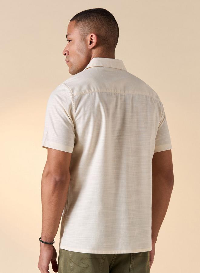 Lee Cooper Relaxed Fit Embroidered Shirt with Collar and Short Sleeves - Image 3