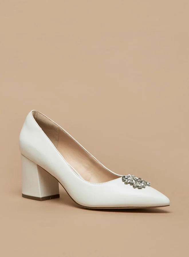 سيليست Women's Embellished Slip-On Pumps with Block-Heels