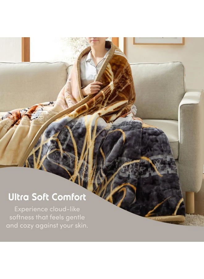 Nestl Korean Mink Blanket King Size - 12 Lbs Velvet Fleece Korean Blanket - 2 Ply Warm & Thick Winter Blanket - Wrinkle & Fade Resistant - 87 x 94 Inches (Tiger) - Image 3