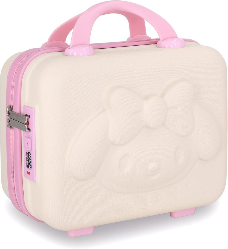 FALMAGU Portable Hard Shell Cosmetic Bag Travel Case Small Travel Hand Luggage with Elastic Band Mini Abs Carrying Makeup Case Suitcase TCream  Pink - Image 1