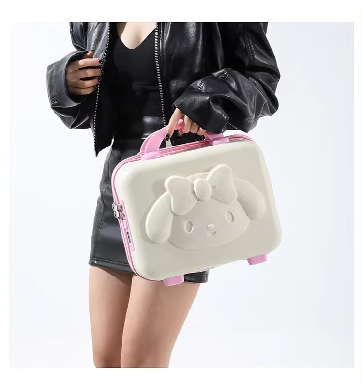FALMAGU Portable Hard Shell Cosmetic Bag Travel Case Small Travel Hand Luggage with Elastic Band Mini Abs Carrying Makeup Case Suitcase TCream  Pink - Image 4